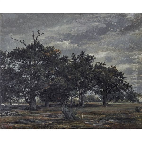 Waldlandschaft Mit Kunstler Beim Zeichnen Oil Painting by Theodore Rousseau