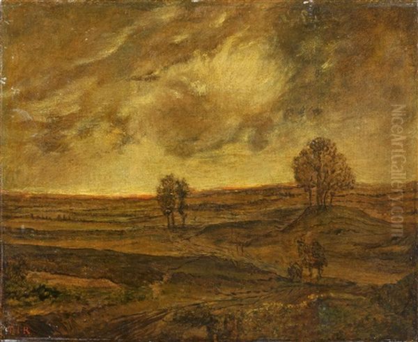 La Plaine Au Crepuscule Oil Painting by Theodore Rousseau