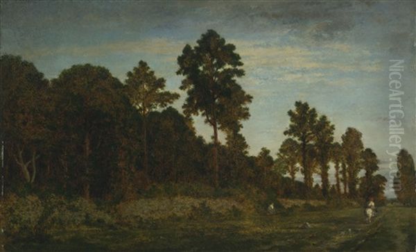 Cavalier A La Lisiere D'un Bois Oil Painting by Theodore Rousseau