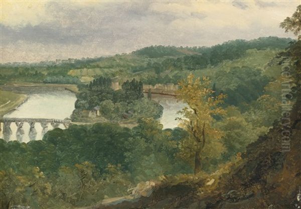 Vue De Billancourt Et Bas Meudon Oil Painting by Theodore Rousseau