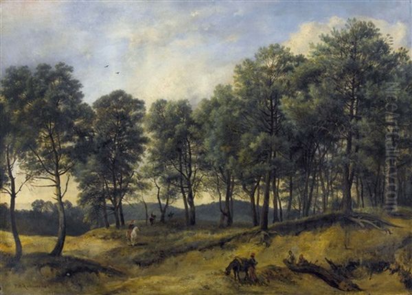 Reiter Im Wald Oil Painting by Theodore Rousseau