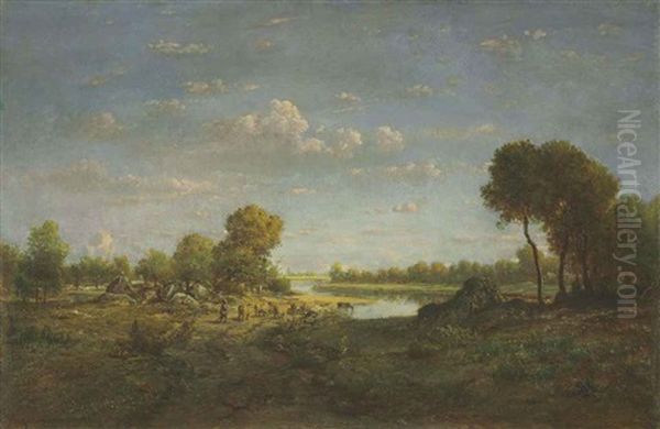 Berger Conduisant Son Troupeau Oil Painting by Theodore Rousseau