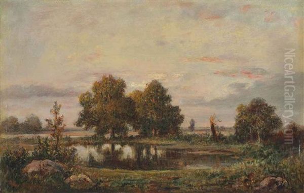 Campagne Pres De Fontainebleau Oil Painting by Theodore Rousseau