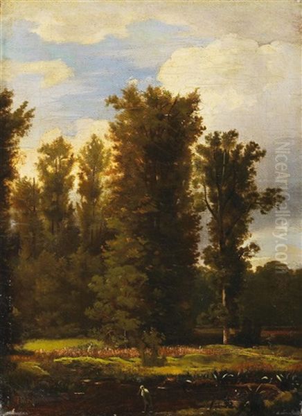 Waldlandschaft Mit Weiher Oil Painting by Theodore Rousseau