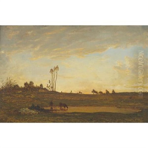 Twilight Oil Painting by Theodore Rousseau