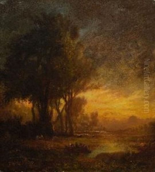 Flusslandschaft Im Abendlicht by Theodore Rousseau