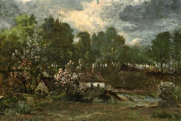 Arbres En Fleurs A Barbizon Oil Painting by Theodore Rousseau