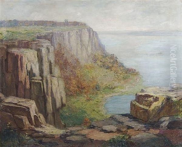 Steamboat Along The Palisades Oil Painting by Frederick James Boston