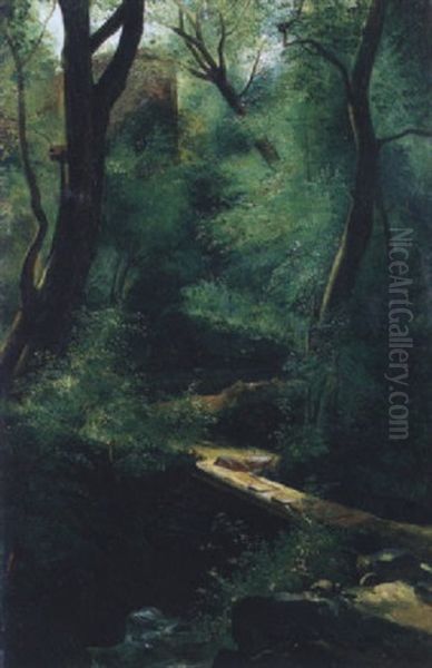 Le Petit Ruisseau En Foret Oil Painting by Theodore Rousseau