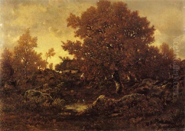 Mare Dans La Foret De Fontainbleau Oil Painting by Theodore Rousseau