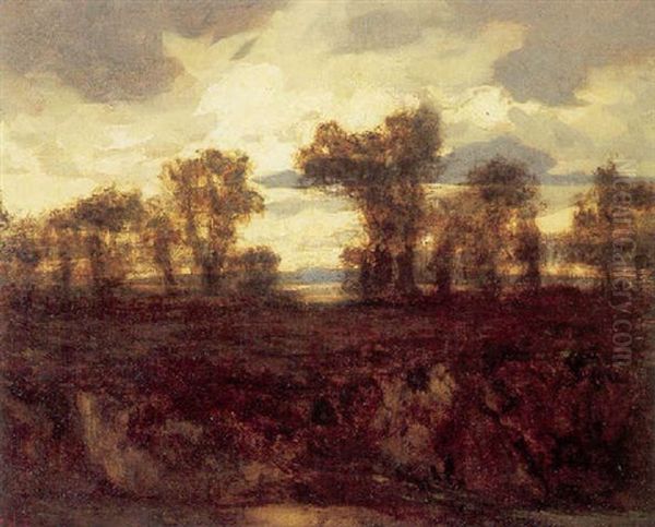 A Landscape At Dusk Oil Painting by Theodore Rousseau