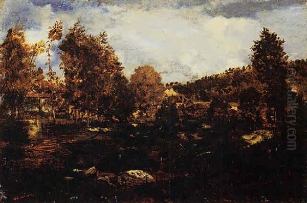 L'etude Des Marais De Tiffauge En Vendee Oil Painting by Theodore Rousseau