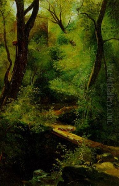 Petit Ruisseau En Foret Oil Painting by Theodore Rousseau