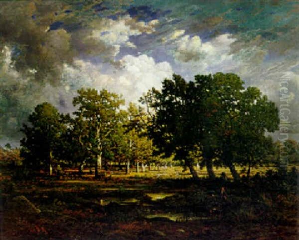 Edge Of The Forest (chestnut Trees Near Barbizon) Oil Painting by Theodore Rousseau