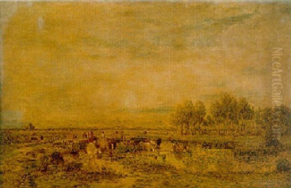 Marsh In The Landes Oil Painting by Theodore Rousseau