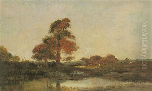 La Mare Aux Grands Arbres Oil Painting by Theodore Rousseau