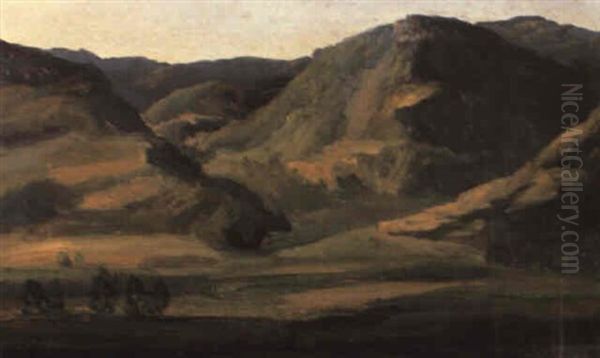 Paysage Montagneux Du Cantal Oil Painting by Theodore Rousseau