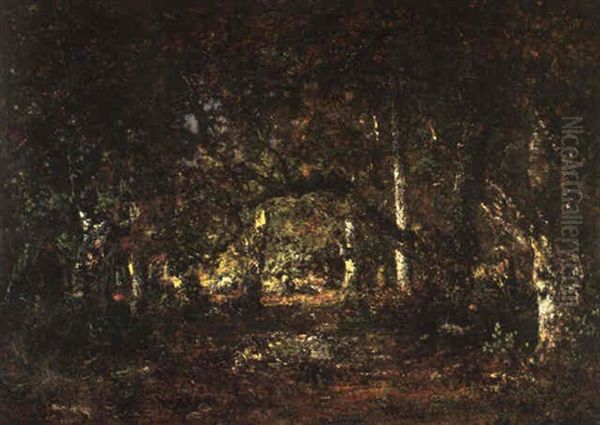 Interieur De Foret: Coup De Soleil Oil Painting by Theodore Rousseau