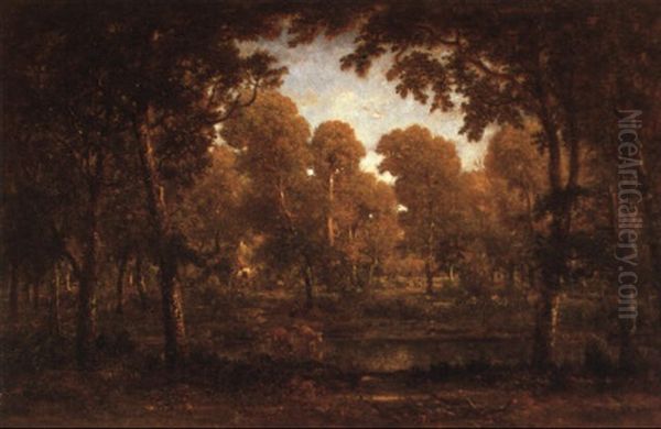 L'abreuvoir Oil Painting by Theodore Rousseau