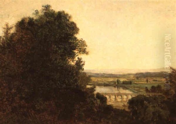 Paysage Au Pont Oil Painting by Theodore Rousseau