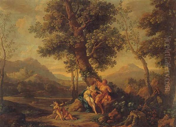 Angelica And Medoro Oil Painting by Jacques des Rousseaux