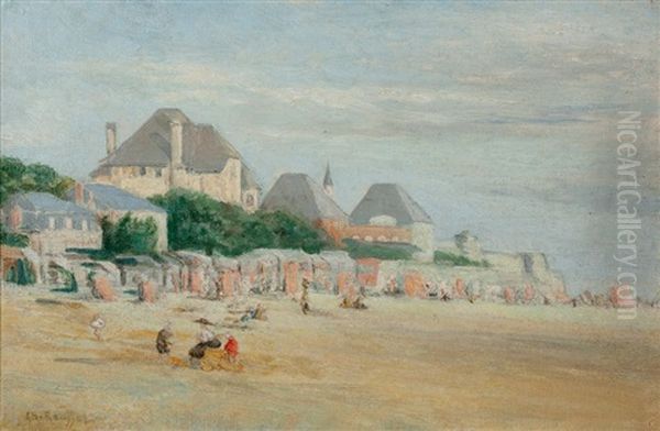 La Plage, Le Crotoy Oil Painting by Charles Emmanuel Joseph Roussel