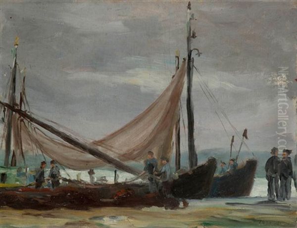 Le Retour De Peche Oil Painting by Charles Emmanuel Joseph Roussel