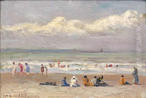 Baigneurs Sur La Plage Oil Painting by Charles Emmanuel Joseph Roussel