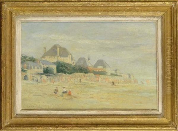 Vue De Plage Animee Oil Painting by Charles Emmanuel Joseph Roussel