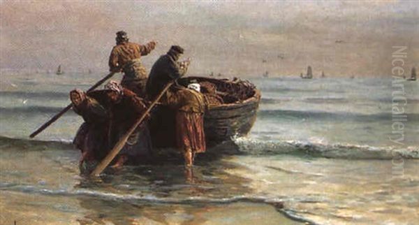 Retour De Peche Oil Painting by Charles Emmanuel Joseph Roussel