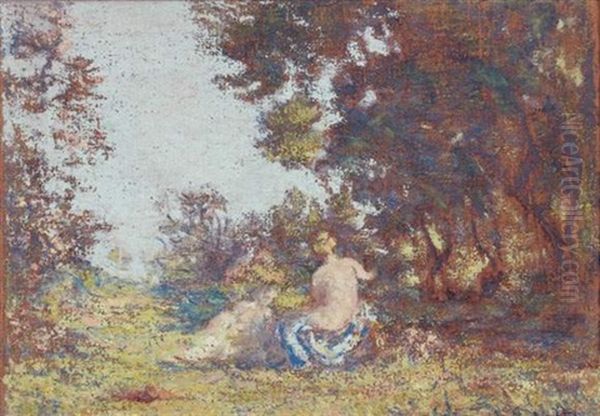 Deux Nymphes Dans Un Paysage (+ Esquisse De Paysage, Verso) Oil Painting by Ker Xavier Roussel