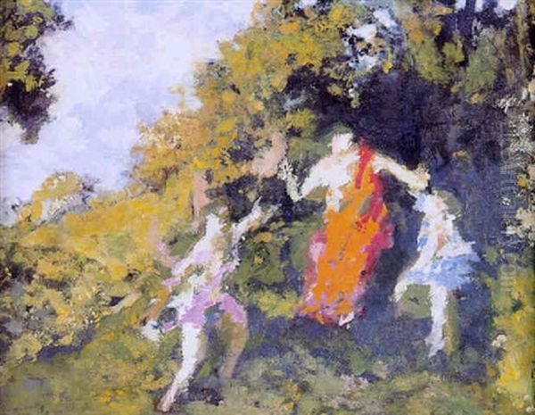 Trois Personnages Dans Les Champs Oil Painting by Ker Xavier Roussel