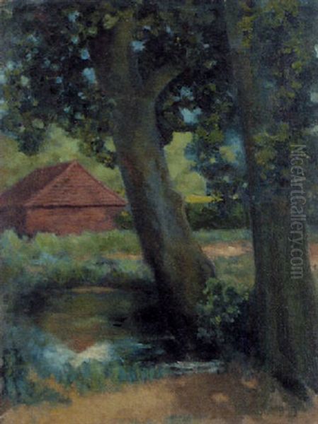 Wooded Landscape Oil Painting by Theodore Casimir Roussel