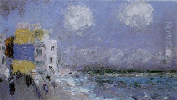 Coastal Promenade Oil Painting by Theodore Casimir Roussel