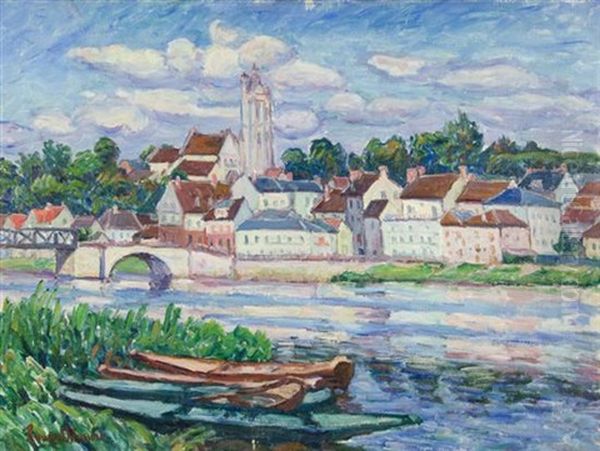 Le Village Au Bord De La Riviere by  Roussel-Masure