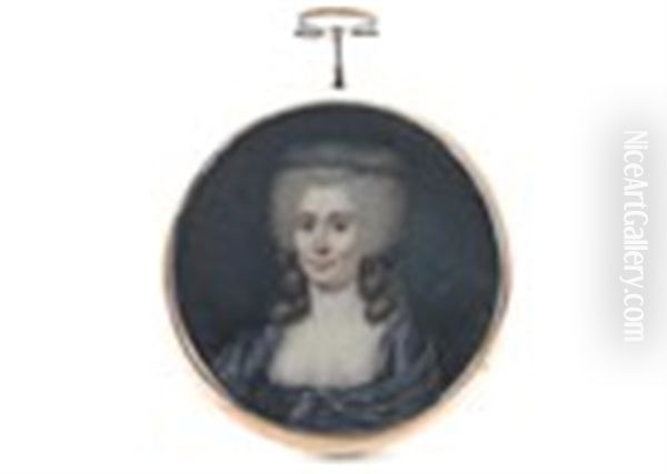 Portrait Miniature Of La Comtesse De Bloud Nee Comtesse De Launay Oil Painting by Pierre Rouvier