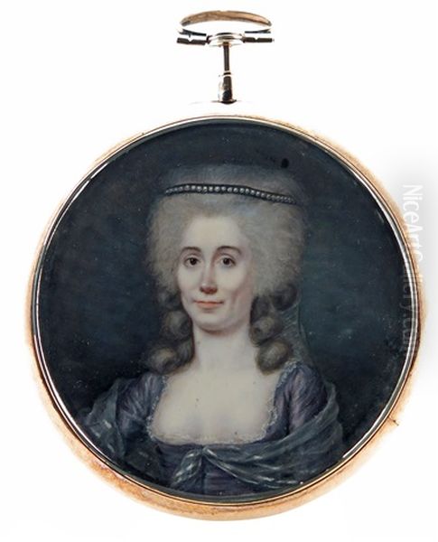 Portrait Miniature Of La Comtesse De Bloud Nee Comtesse De Launay Oil Painting by Pierre Rouvier