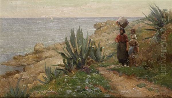 Cote Mediterraneenne Oil Painting by Charles Claude Etienne Rouviere