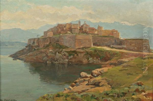 Fortifications En Bord De Mer Oil Painting by Charles Claude Etienne Rouviere