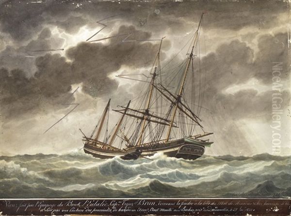 Segelschiff Eulalie Im Sturm Auf Hoher See Oil Painting by Antoine Roux