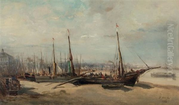 Le Port De Bordeaux Oil Painting by Emile Dominique Roux