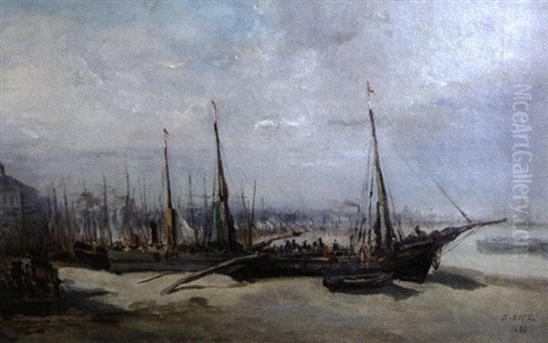 Le Port De Bordeaux Oil Painting by Emile Dominique Roux