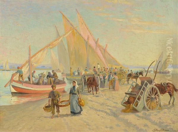 Playa De Pescadores Oil Painting by George Roux