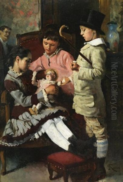 Les Enfants Et La Poupee Oil Painting by George Roux