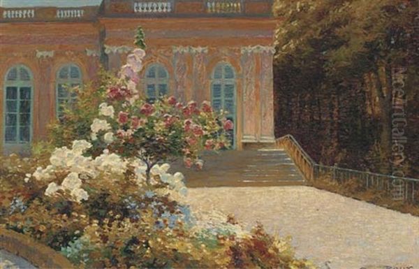 Les Roses De Trianon, Versailles Oil Painting by George Roux