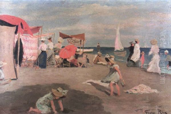 Apres-midi A La Plage Oil Painting by George Roux