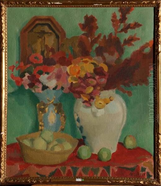 Vase De Fleurs Oil Painting by Henri Le Roux