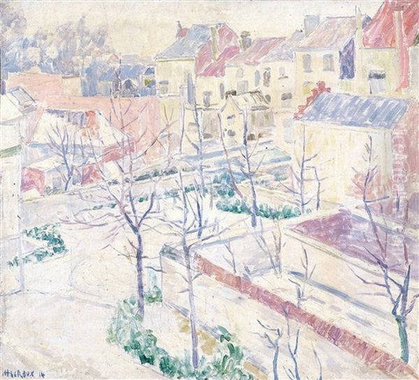 Jardins En Ville Sous La Neige Oil Painting by Henri Le Roux