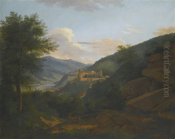 View Of Heidelberg Oil Painting by Jakob Wilhelm Christian Roux