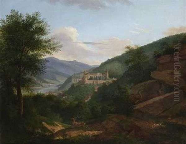 Heidelberg Oil Painting by Jakob Wilhelm Christian Roux